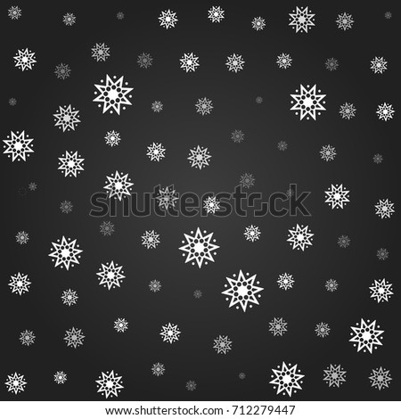 Starry background of white stylized stars on a dark sky. The concept of bliss, holiday, Christmas, New Year. Starry background. Black and white ornament. Isolated image. Vector illustration