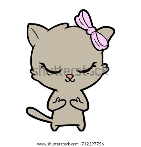 cute cartoon cat with bow