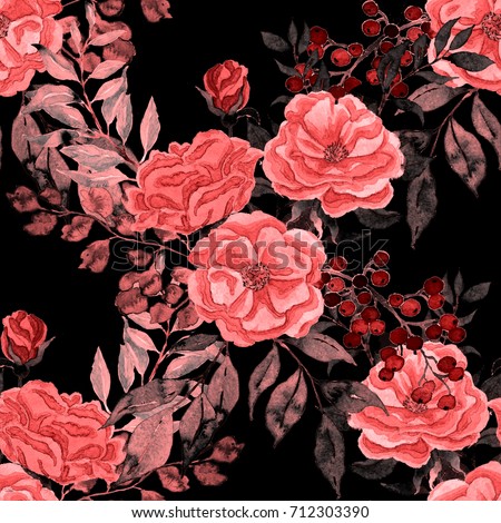 Watercolor vintage seamless pattern. Floral background.