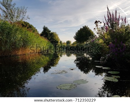 Reflections on lake in Voorhout