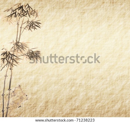 Grungy Background.old paper with bamboo branches