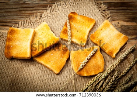 Set of three slices toast bread isolated on white