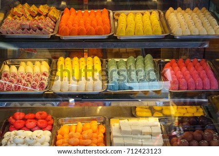 Indian desserts shop at  little indian town in Bangkok Thailand Royalty-Free Stock Photo #712423123