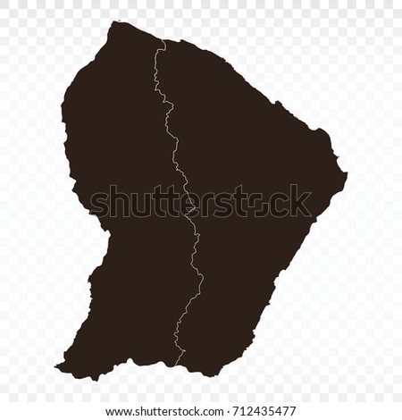 Map-French Guiana map. Each city and border has separately. Vector illustration eps 10.