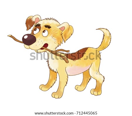 A cute little dog. Coloring page. Coloring book. Illustration for children. Funny cartoon characters isolated on white background. Year of Dog.