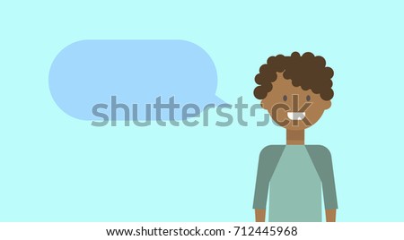 African American Teenage Boy Happy Smiling With Chat Bubble Young Man Diverse Vector Illustration