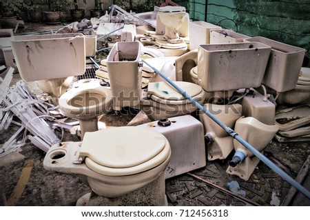 Abandoned dirty toilet / destroy the toilet / Composing picture with gray tone.