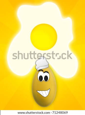 Cartoon Easter funny Egg on abstract background