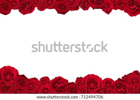 Frame made of red roses. Isolated on white.