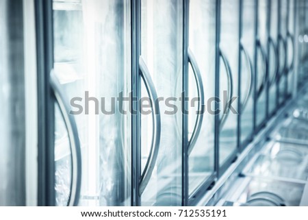 Refrigerator in the supermarket  Royalty-Free Stock Photo #712535191