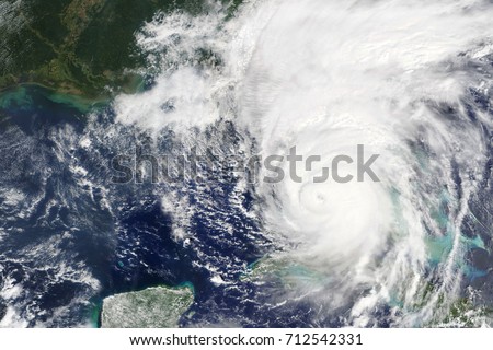 Eye of hurricane Irma makes landfall in Florida Keys - Elements of this image furnished by NASA Royalty-Free Stock Photo #712542331