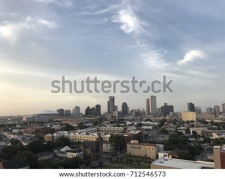 Sky view of New Orleans at dusk.