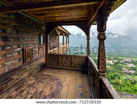 Terrace of the Naggar Castle. Himachal Pradesh, Northern India 