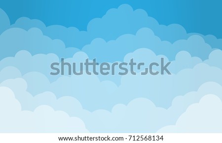 Sky and Clouds, Beautiful Background. Stylish design with a flat, cartoon poster, flyers, postcards, web banners. holiday mood, airy atmosphere. Isolated Object. Design Material. Vector illustration. Royalty-Free Stock Photo #712568134