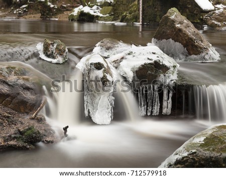 Long exposure water fall with ice in La Hoegne, Belgium