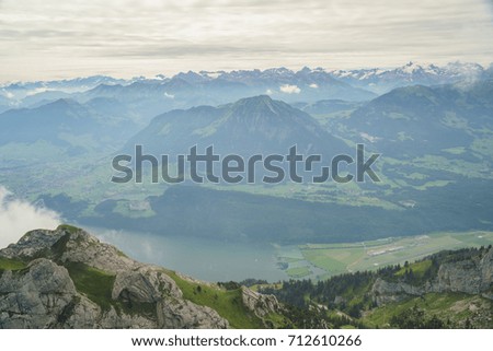 Awesome landscape with lake over Mount Pilatus, Lucerne, Switzerland