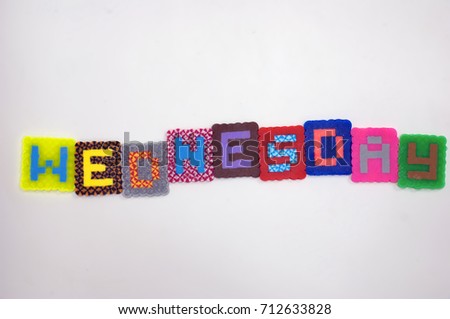 Colorblock fused bead word Wednesday