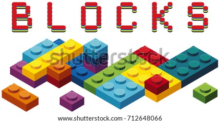 Toy blocks in many colors illustration
