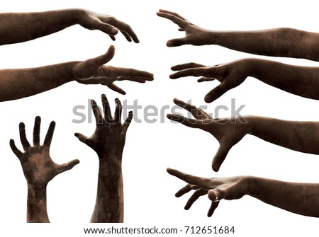 Zombie hands on white background Royalty-Free Stock Photo #712651684
