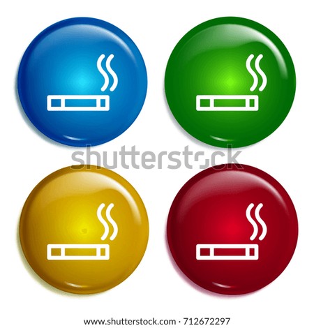 Smoking multi color gradient glossy badge icon set. Realistic shiny badge icon or logo mockup