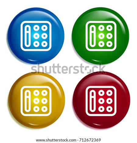 Eye shadow multi color gradient glossy badge icon set. Realistic shiny badge icon or logo mockup