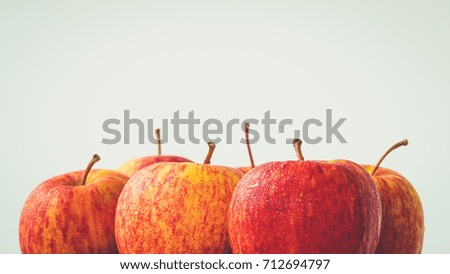 Close up of fresh red apples on white background with copy space for your text, Healthy fruit for healthy life concept