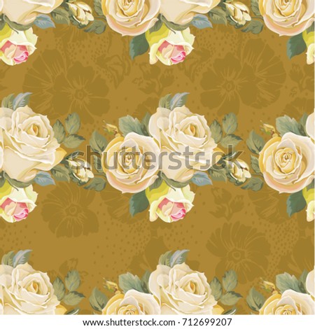 Seamless floral pattern with vintage white roses Vector Illustration EPS8