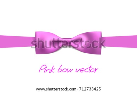 greeting card with realistic pink bow on a white background