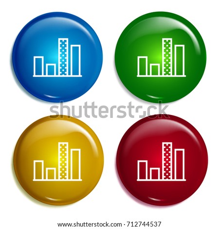 Graph multi color gradient glossy badge icon set. Realistic shiny badge icon or logo mockup