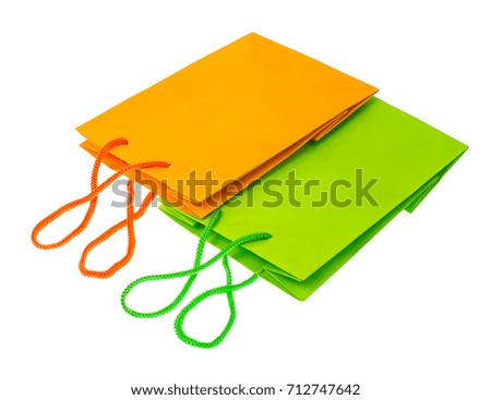 Multicolored paper bags for gifts. Studio Photo