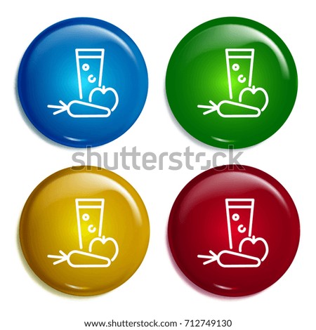 Juice multi color gradient glossy badge icon set. Realistic shiny badge icon or logo mockup