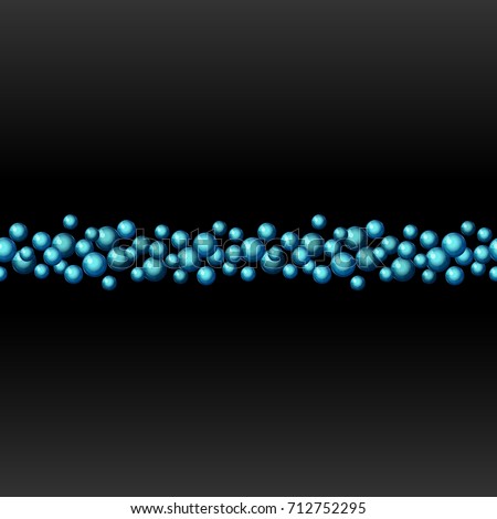 Blue molecular seamless border for medicine and biology. Technology wallpaper with water drop.