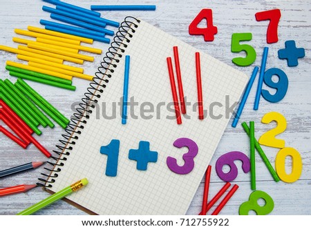Back to school concept - school supplies on a table