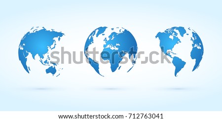 blue globes vector set planet earth
