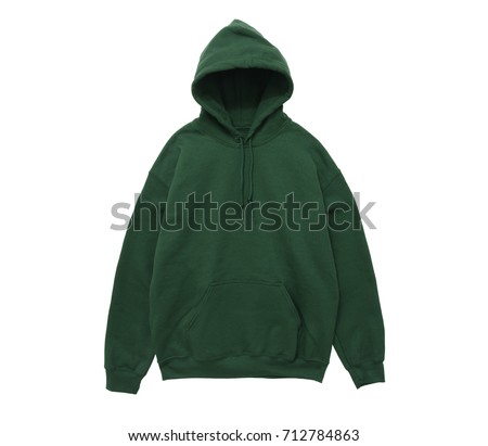 blank hoodie sweatshirt color green front view on white background Royalty-Free Stock Photo #712784863