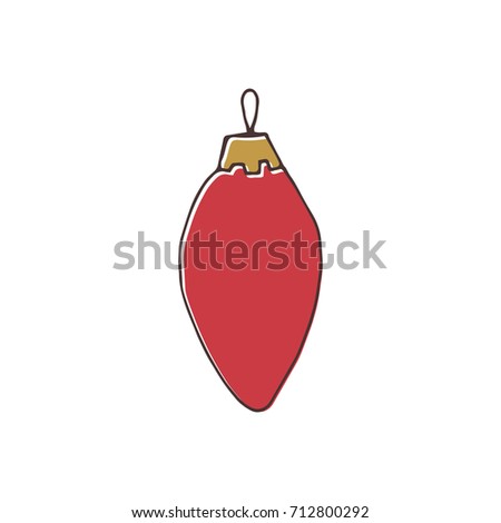 Vector hand drawn isolated element, Christmas tree decoration. Simple modern design, scandinavian style. For holiday cards, decorations, templates. Part of a large winter collection.
