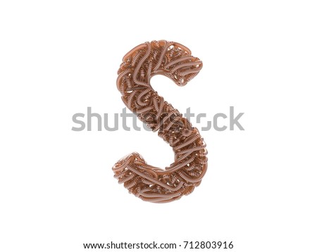 Abstract alphabet. Worms font. Letter S