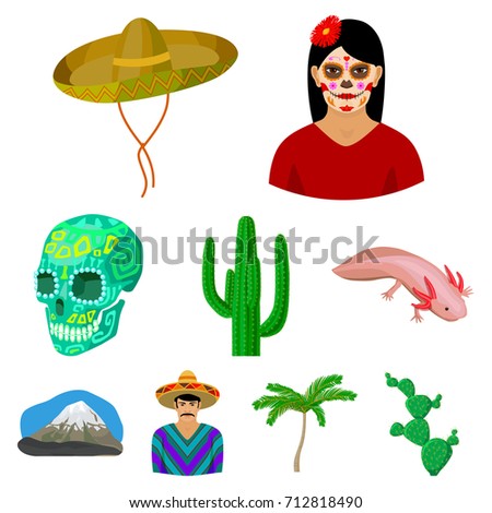 Mexico country set icons in cartoon style. Big collection of Mexico country vector symbol stock illustration