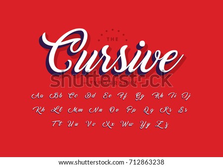 Vector of modern cursive font and alphabet Royalty-Free Stock Photo #712863238