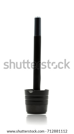 Black digital pen and stack holder isolated on white background