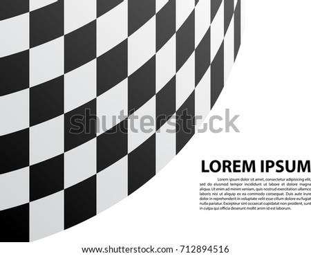 Checkered curve on white blank space text place design sport race championship background vector illustration