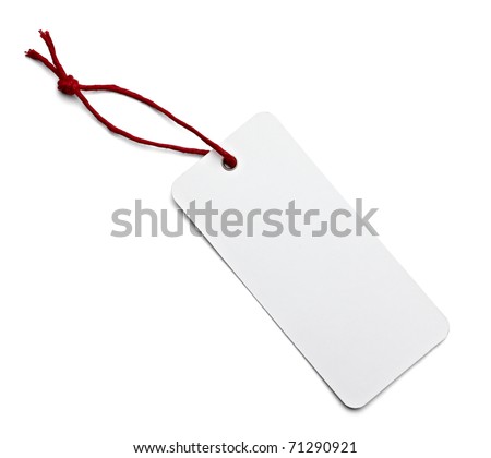 close up of blank price label on white background with clipping path