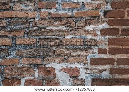 The old red brick wall background.