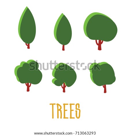 Set of flat tree icon, vector illustration in flat design.