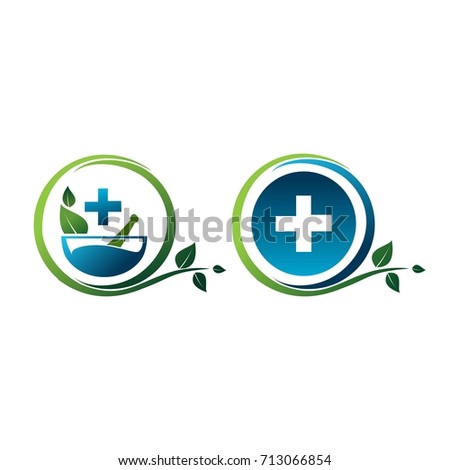 Illustration of medical cross and herbal medicine Royalty-Free Stock Photo #713066854