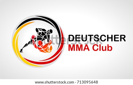 Local team MMA fighters round logo. Boxing icon sample text