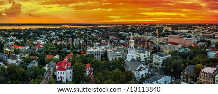 Charleston skyline sunset Royalty-Free Stock Photo #713113840