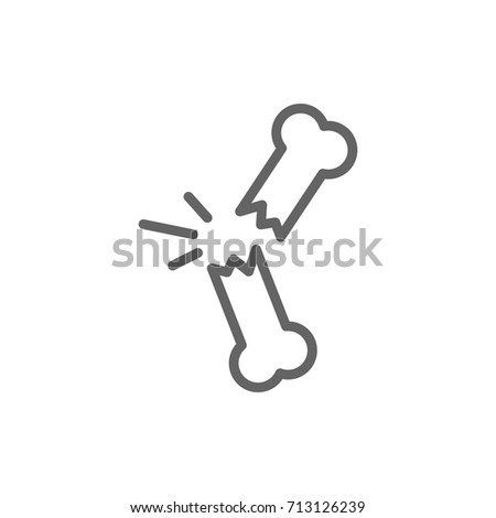 Simple broken bone line icon. Symbol and sign vector illustration design. Editable Stroke. Isolated on white background Royalty-Free Stock Photo #713126239