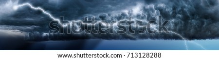 Storm. Lightning in the landscape Royalty-Free Stock Photo #713128288