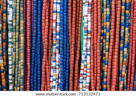 Traditional Ukrainian clay colorful beads background